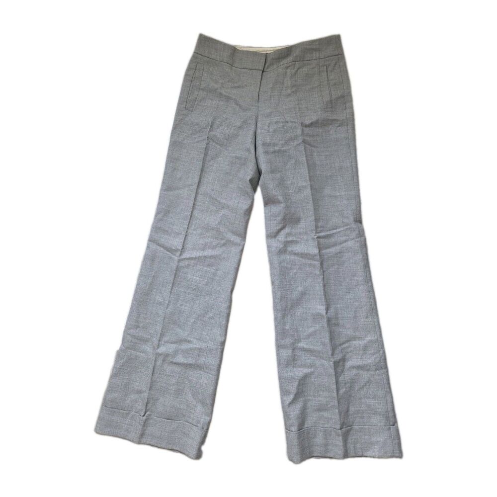 VTG J.Crew Favorite Fit Gray Wool Blend Wide Leg Dress Pants Trousers Size 4 EUC